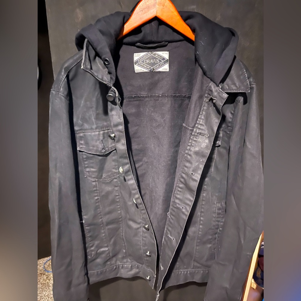 EUC | Dravus | Denim Hooded Jean Jacket | Black | Sz. Large |